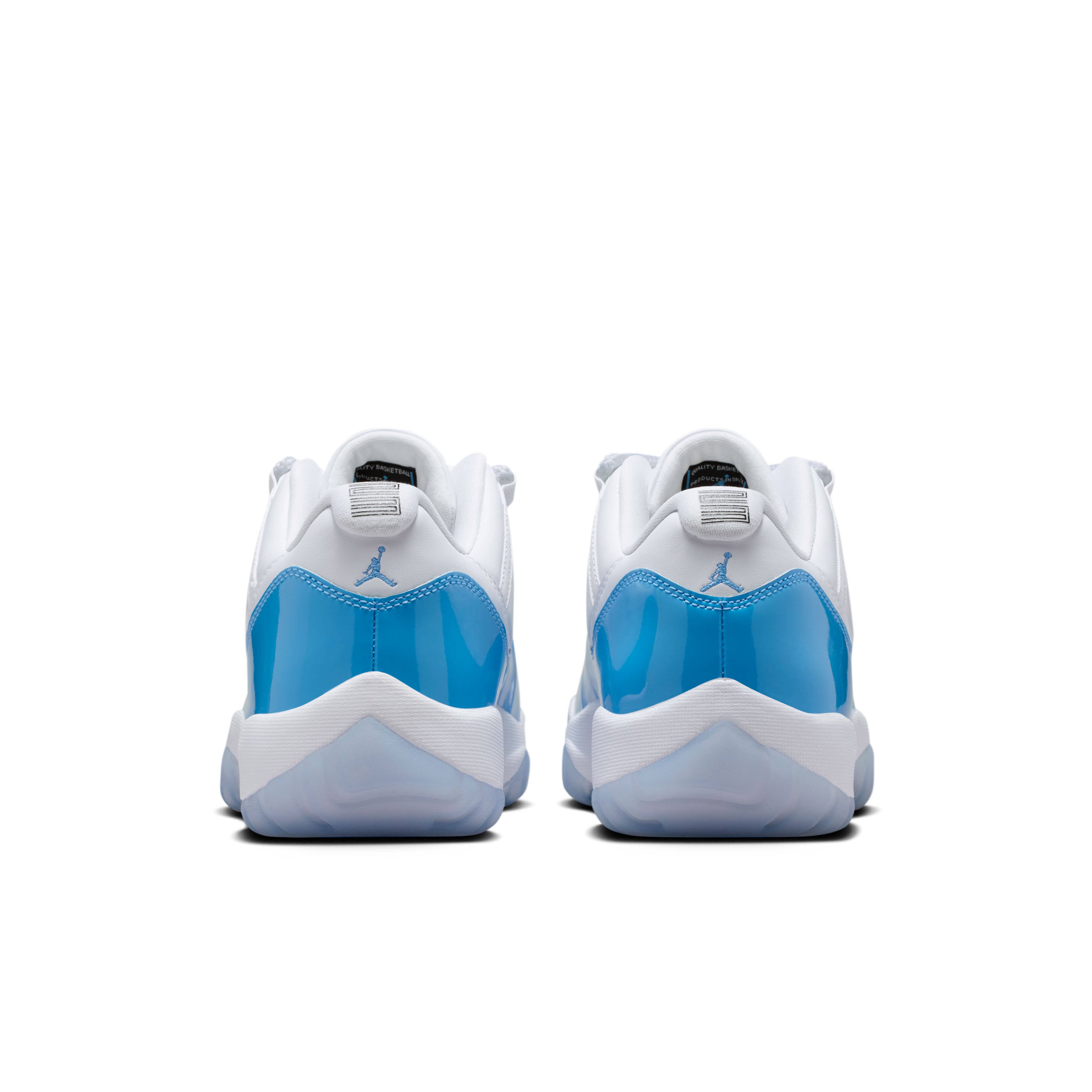 Rear view of Air Jordan 11 Low University Blue